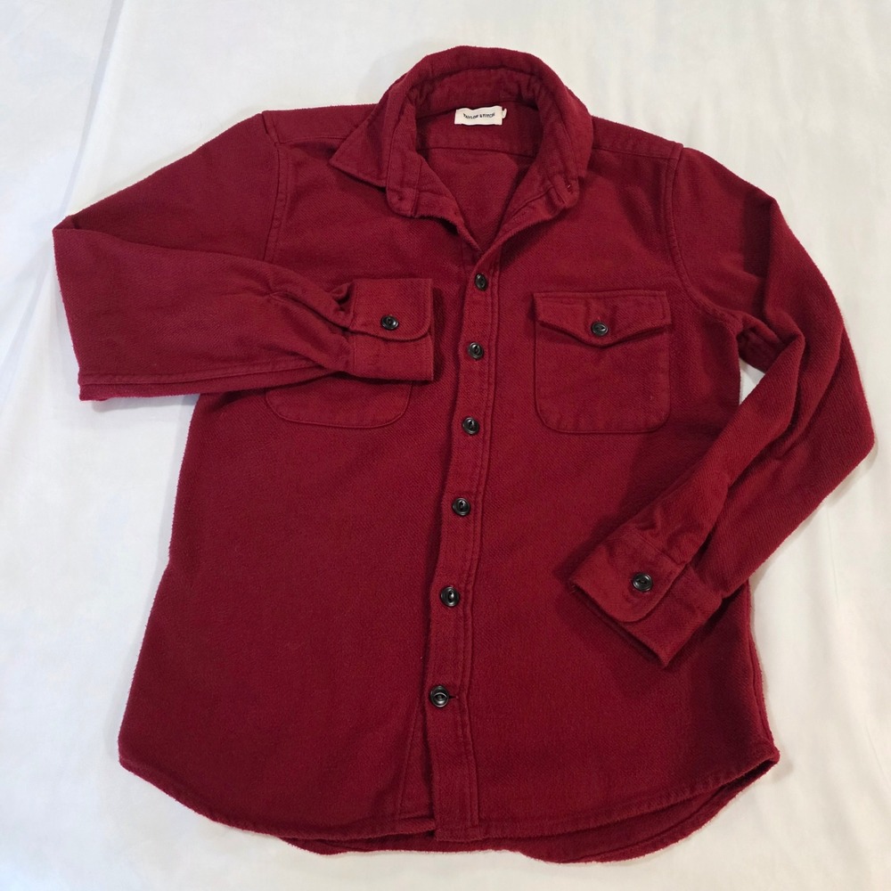 Taylor Stitch Mens Burgundy Organic Cotton Heavyweight Shirt Size 36 Outdoor